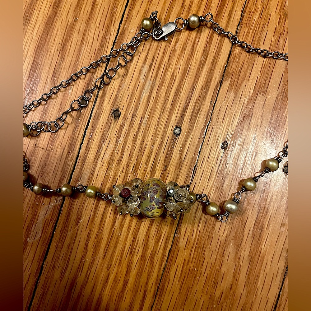 Artisan glass blown beaded necklace